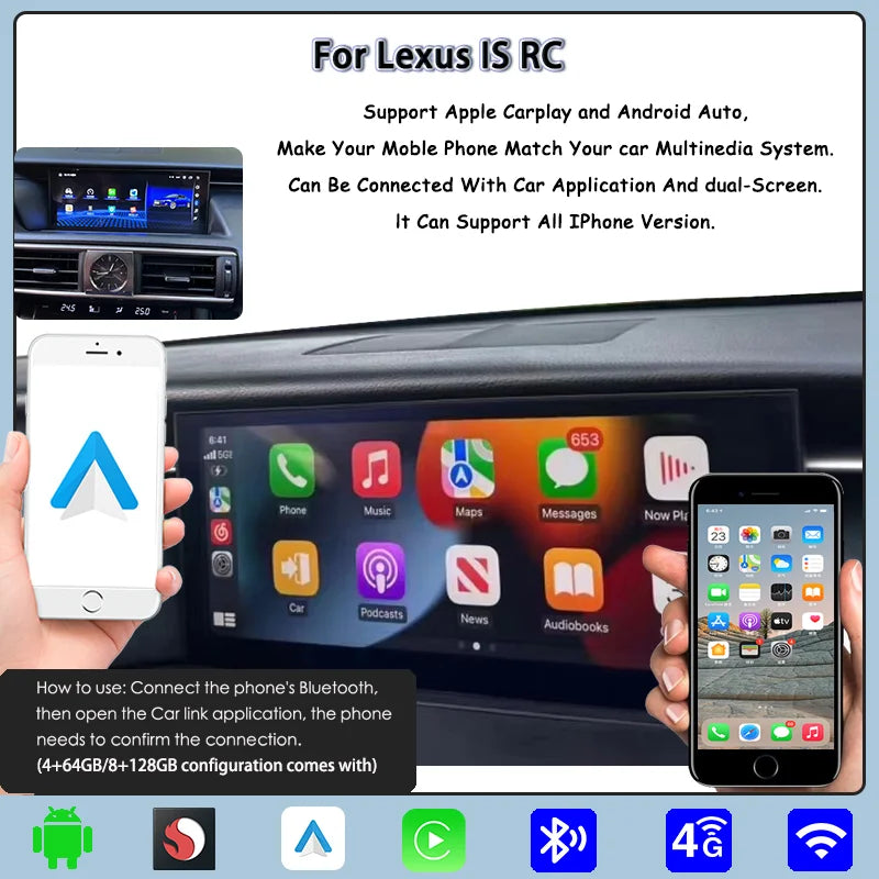 Lexus IS RC 2013-2019 Car Multimedia Video 10.25 inch Android 13 Player Carplay&Android Auto