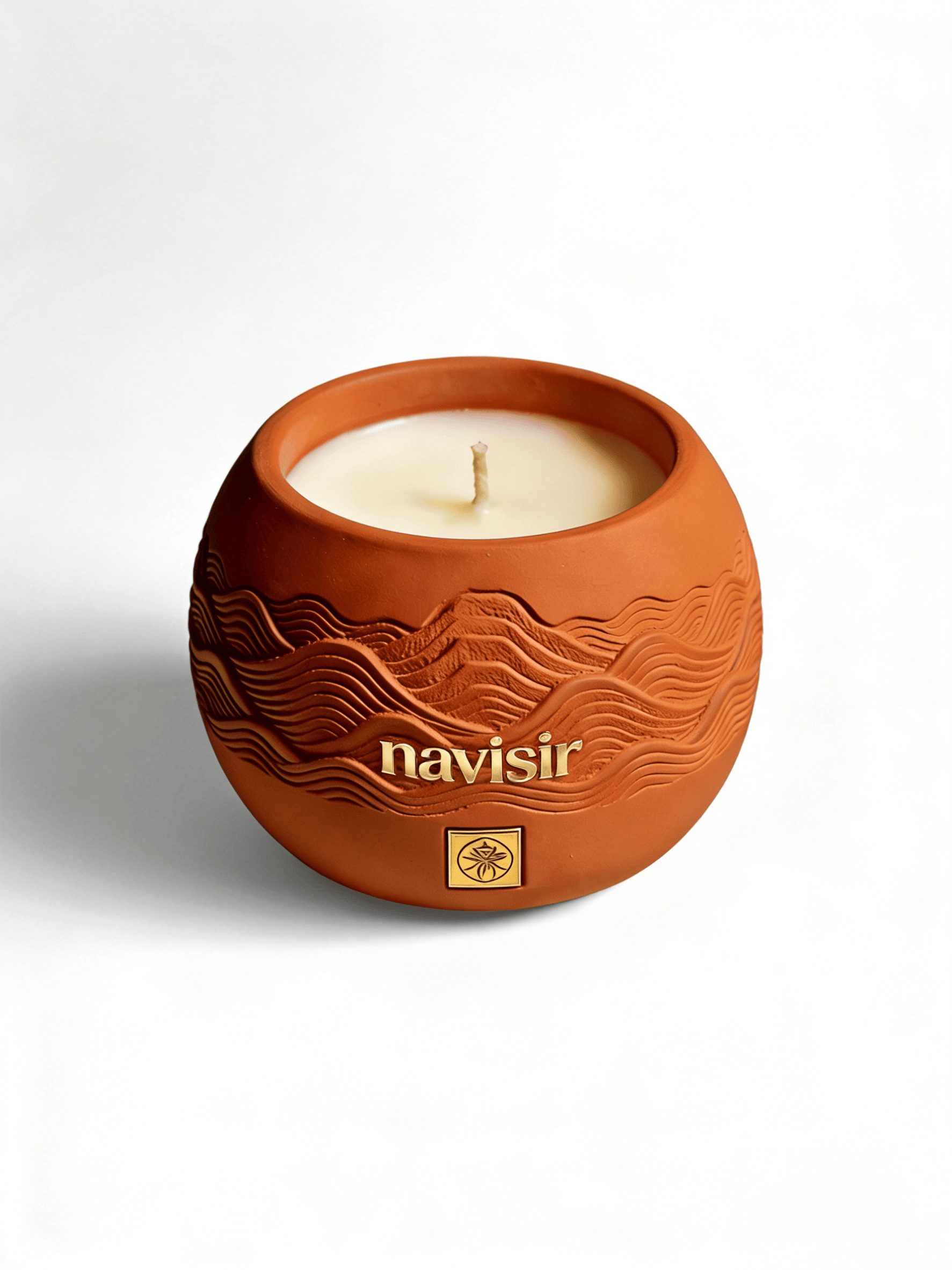 Navisir Zen Garden Terracotta Candle with Wooden Wick