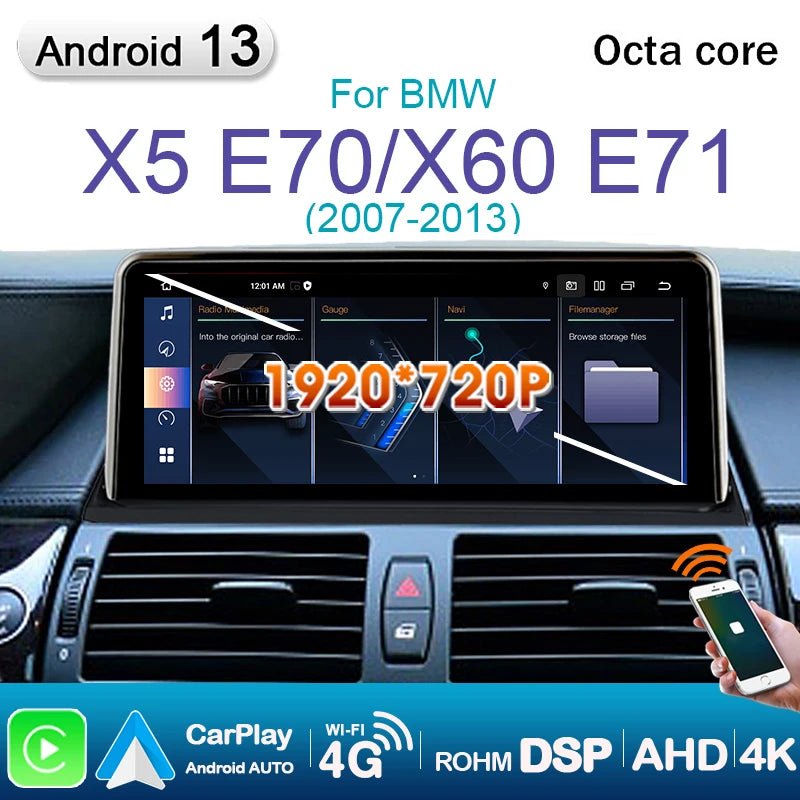 BMW X5 E70 X6 E71 2007-2014 Car Radio  Android 13 Car Audio 12.3'' Screen Android Auto Carplay