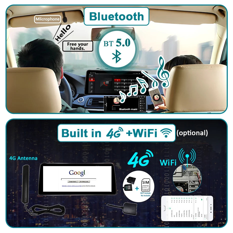 BMW 5 Series 2011-2016 F10 F11 F07 520i 525i 528i Car Radio Android13 Car Audio 12.3'' Screen Android Auto Carplay