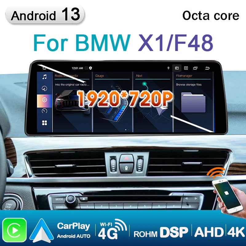 BMW X1 F48 2016-2019 Car Radio  Android 13 Car Audio 12.3'' Screen Android Auto Carplay