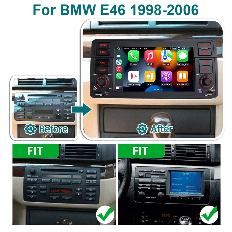 BMW E46 M3 318/320/325/330/335 Land Rover 75 1996-2007 Android 13 Car Radio 7'' Screen Android Auto Carplay