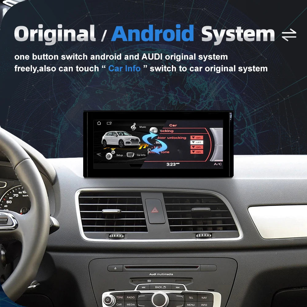 Audi Q3 2012-2018 Android 12 Multimedia Player Navigation GPS Apple Carplay