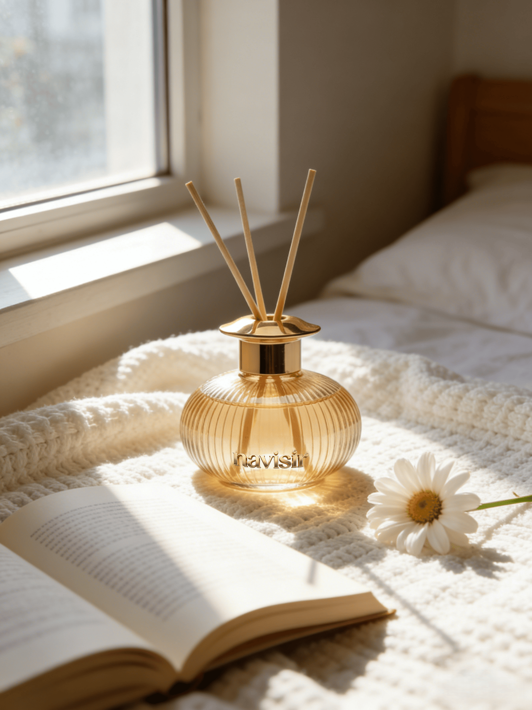 Navisir Amber Ribbed Glass Reed Diffuser