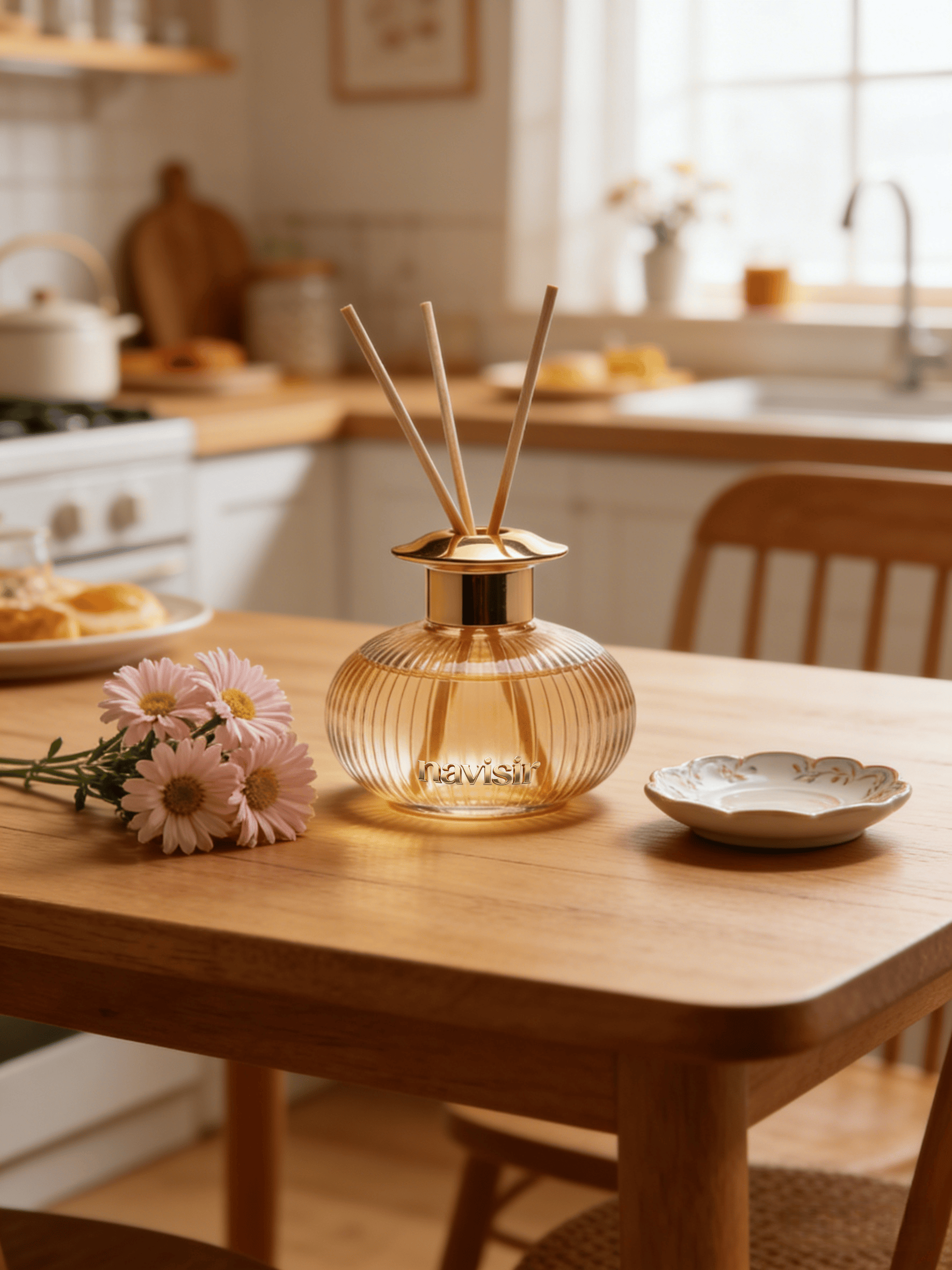 Navisir Amber Ribbed Glass Reed Diffuser