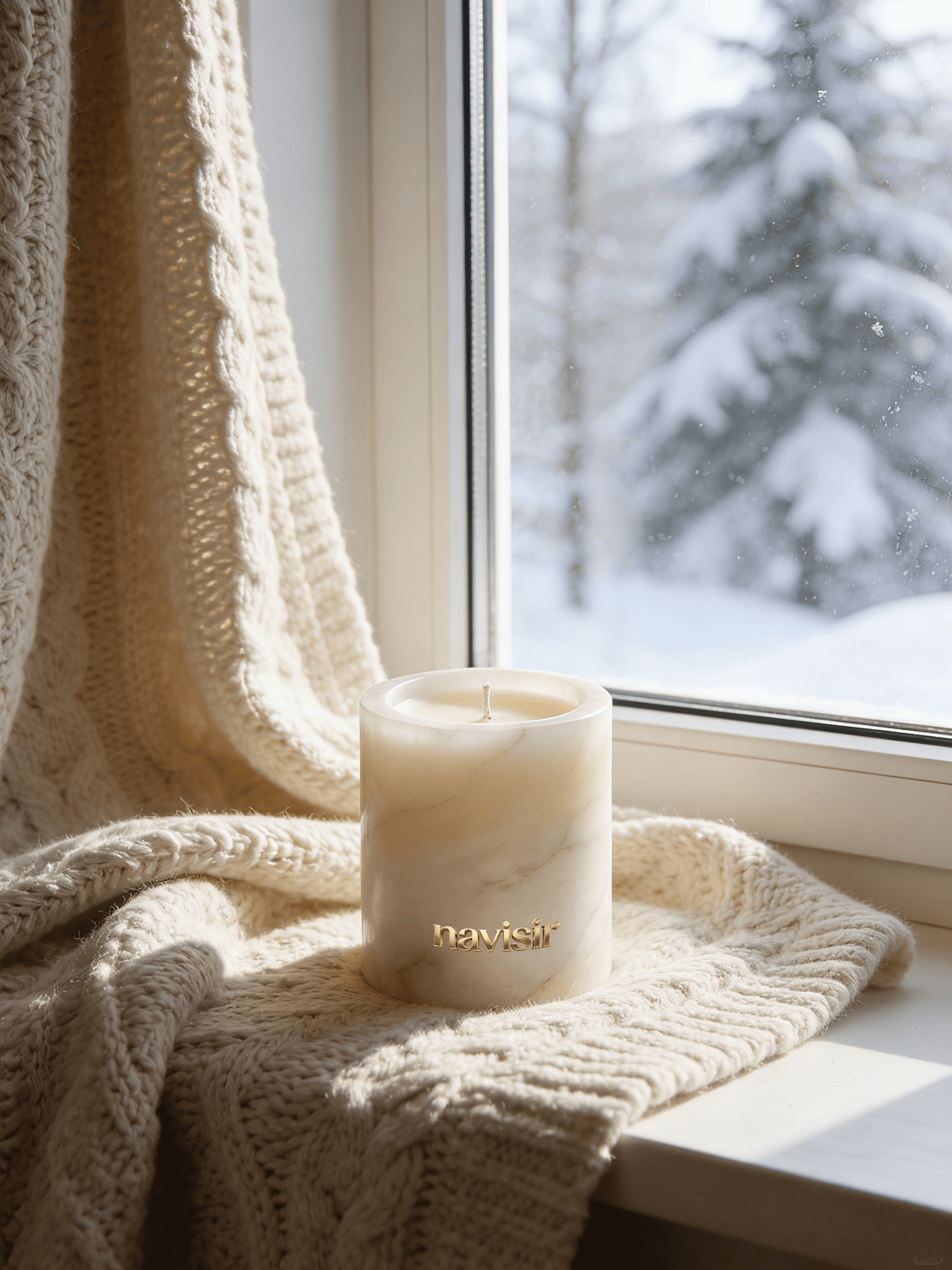 Navisir Cream White Marble Candle