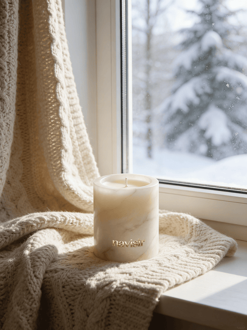 Navisir Cream White Marble Candle