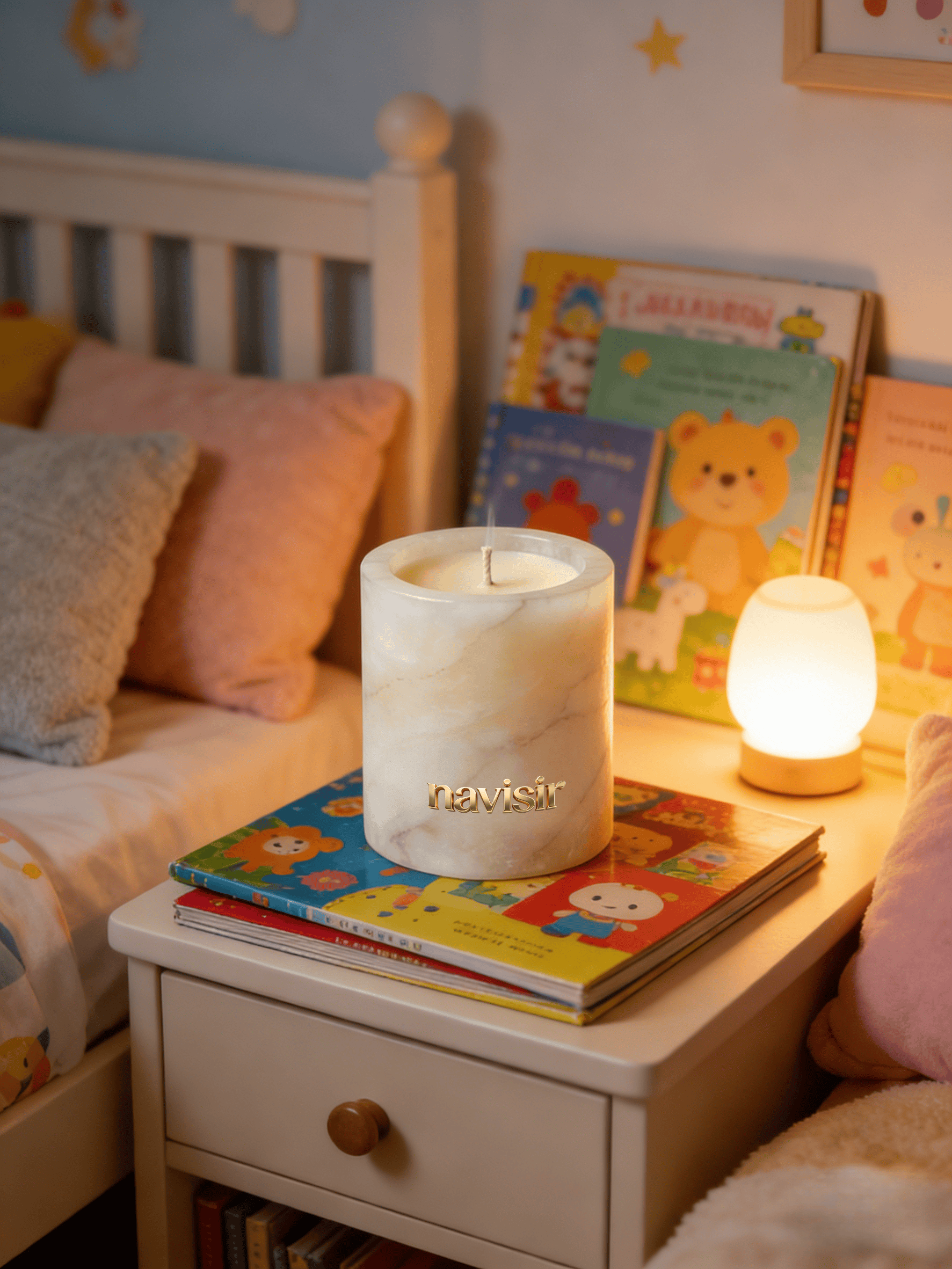 Navisir Cream White Marble Candle