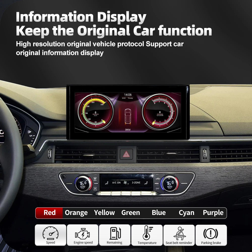 Audi A4 A5 Q5 B9 2017-2019 Android 13 Multimedia Player Navigation GPS Apple Carplay