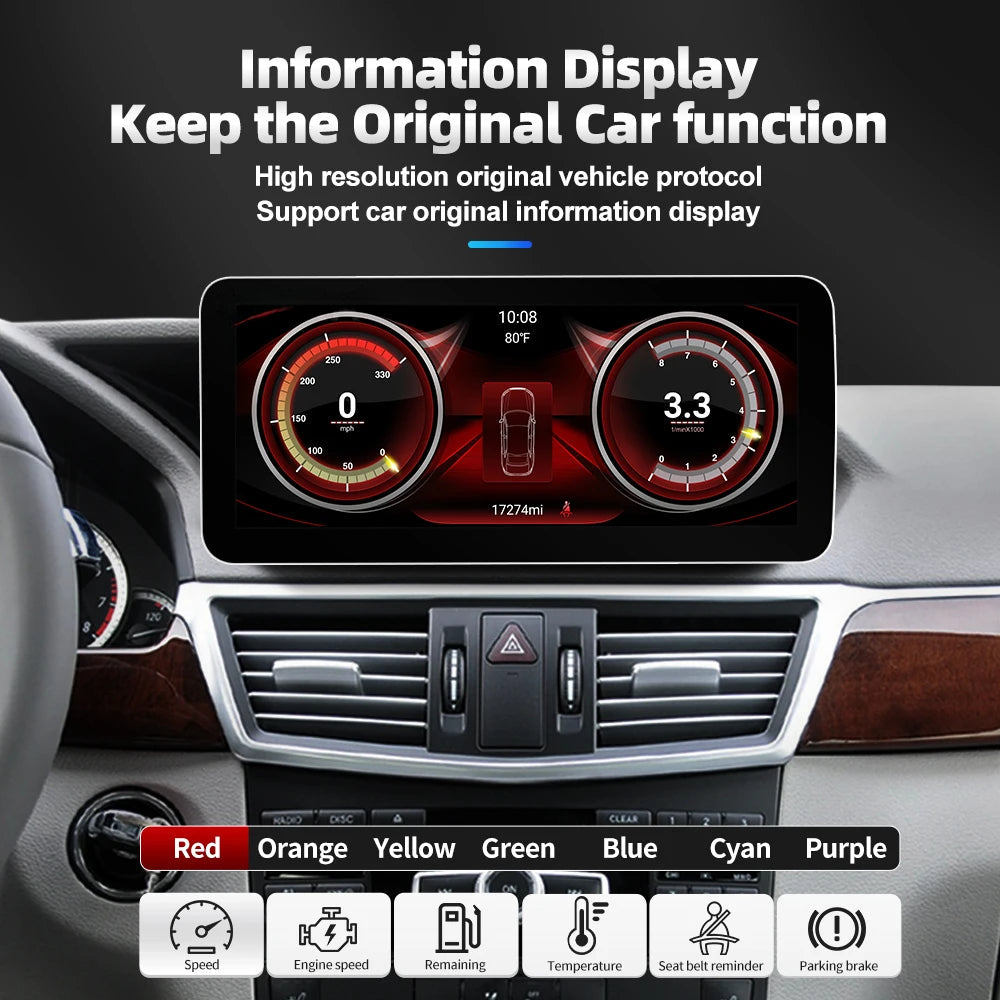 Mercedes Benz E Class W212 C207 CLS Class W218 2009-2016 12.3 Android Car GPS Touch Screen GPS Navi Carplay 1920*720 DSP Audio