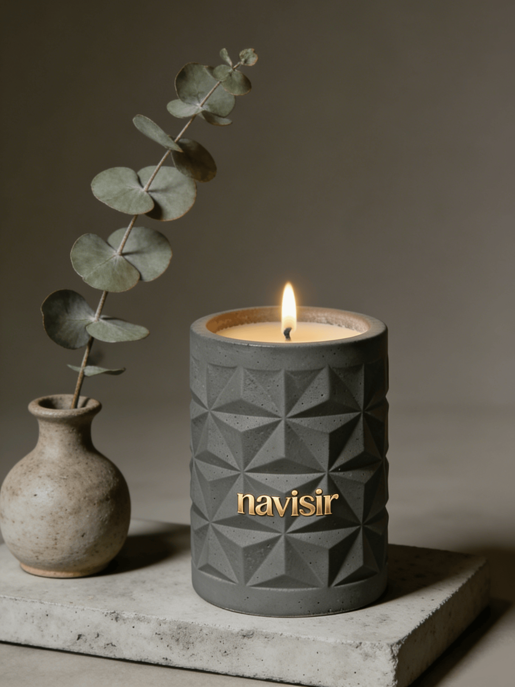 Navisir Concrete-Look 3D Relief Scented Candle
