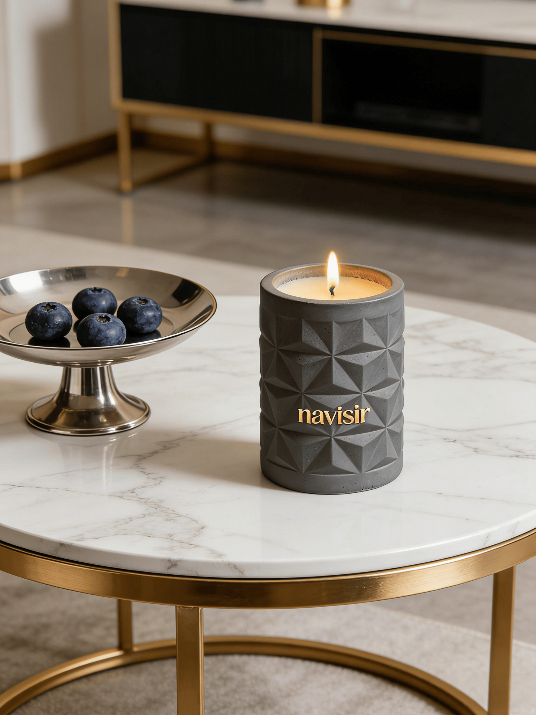 Navisir Concrete-Look 3D Relief Scented Candle