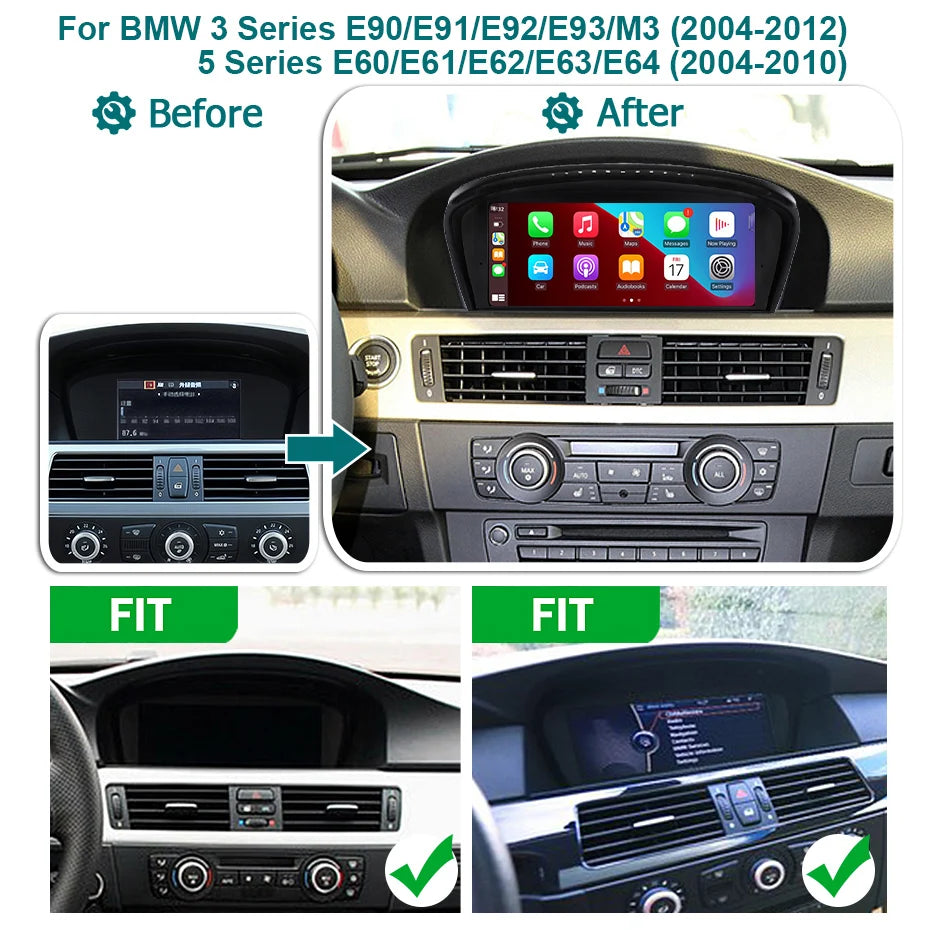 BMW 3/5 Series 2004-2012 E60 E61 E63 E64 E90 E91  Car Radio  Android 13 Car Audio 8.8'' Screen Android Auto Carplay