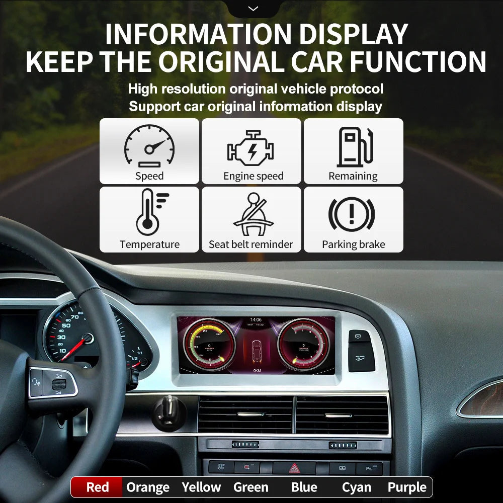 Audi A6 C6 2005-2012 Android 12 Multimedia Player Navigation GPS Apple Carplay