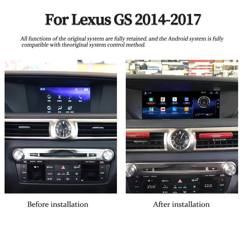 For Lexus GS 2012-2018 12.3 inch HD Touchscreen Support Carplay