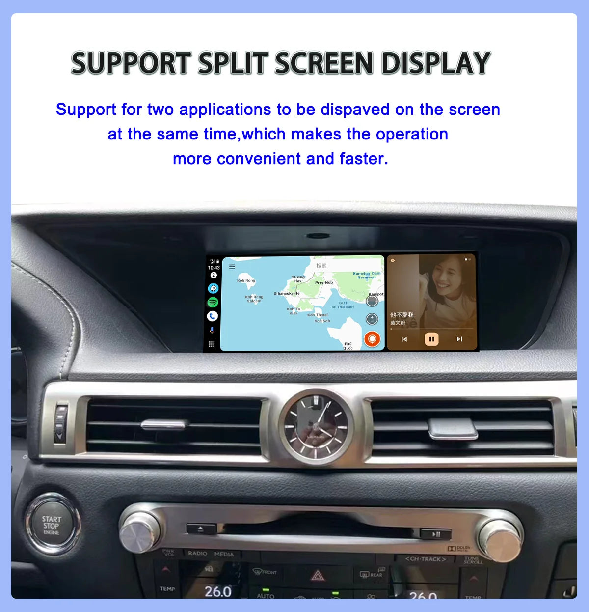 Lexus GS 200 250 300 350 450 2012-2020 Car Multimedia Video 12.3 inch Android 13 Player Carplay&Android Auto