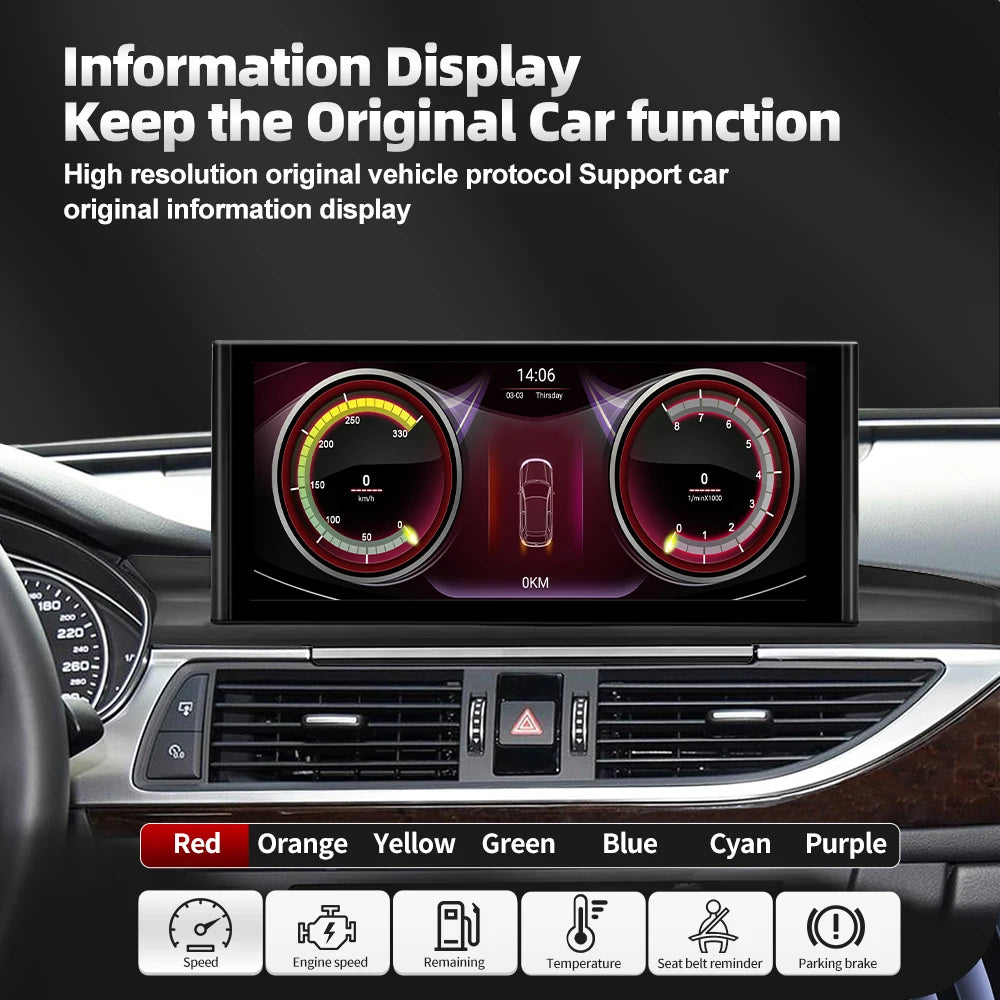 Audi A6 A7 2012-2018  Android 12 Multimedia Player Navigation GPS Apple Carplay