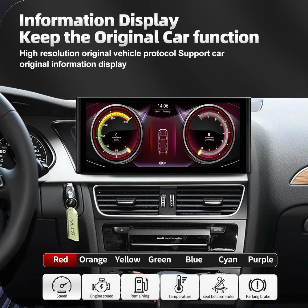 Audi A4 A5 Q5 2009-2016 Android 13 Car Multimedia Player Navigation GPS Apple Carplay